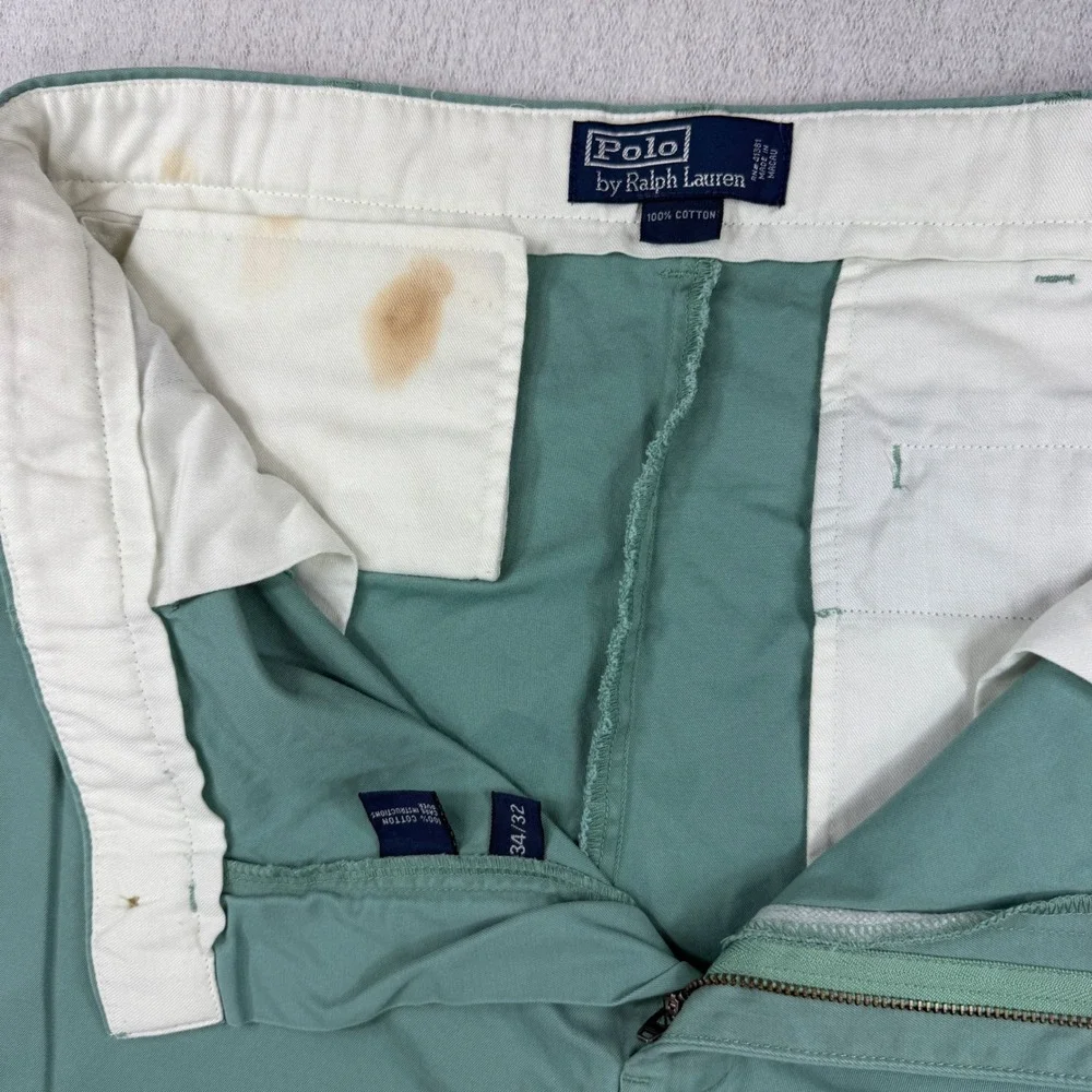 VTG Y2K Polo Ralph Lauren Mens Classic Fit Chino Pants Sage Green 34x27 Cotton